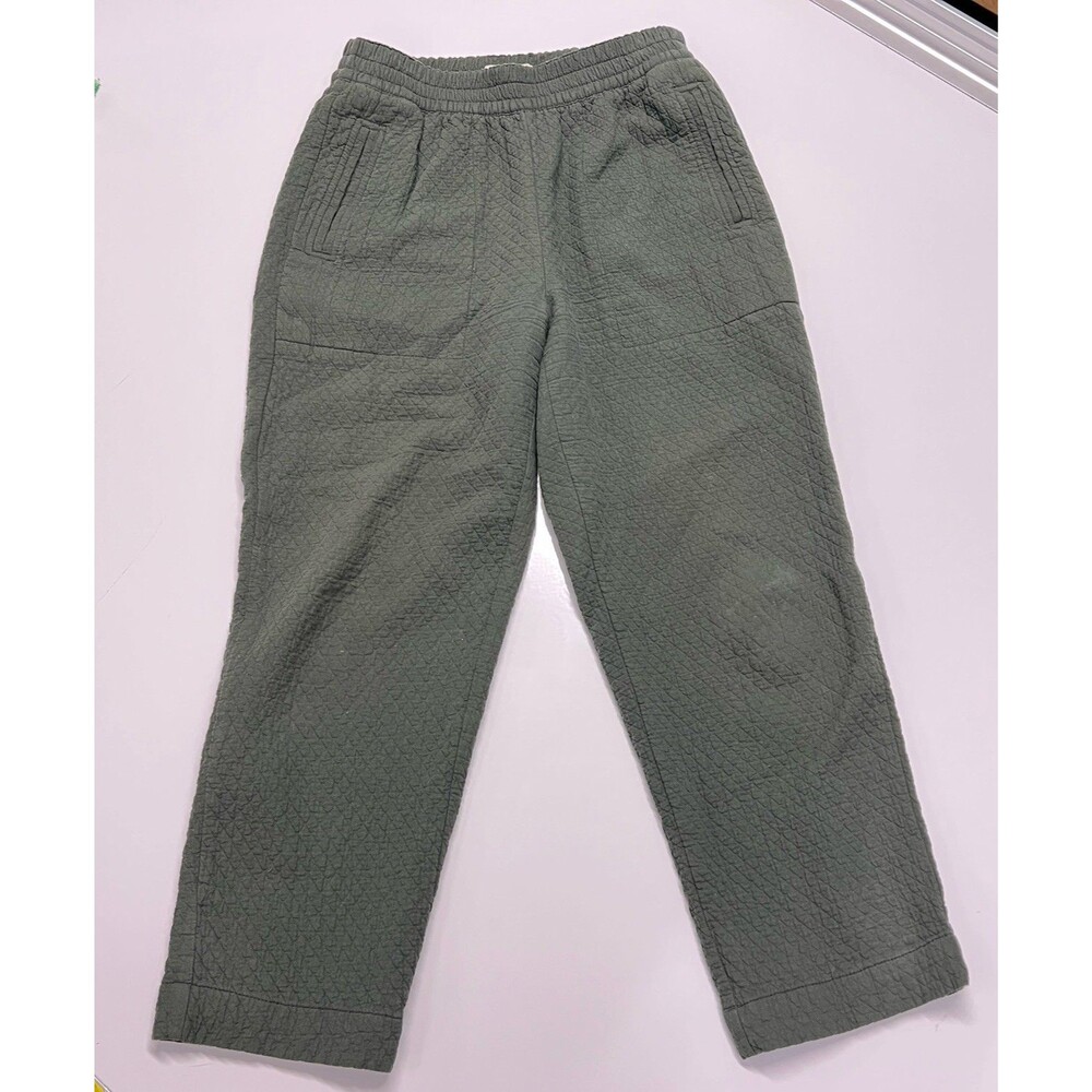 Madewell 100% Cotton Green Quilted Jogger Pants Women’s Small Textured Cropped
